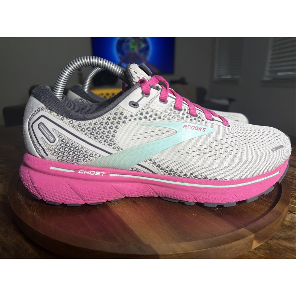 Brooks Ghost 14 Womens Size 9.5 B Running Shoes Gray Pink Yucca 1203561B024 - Picture 3 of 8